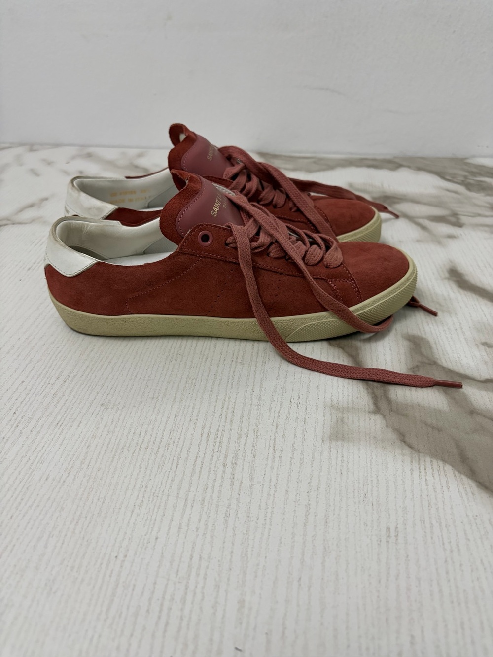 Saint Laurent Paris Burgundy Suede Court Classic SL/06 Sneakers Size 38.5 / US 8